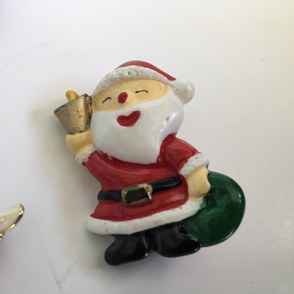 5 Christmas Brooch Pins Santa Present Goose Snowman Tree - Picture 8 of 8